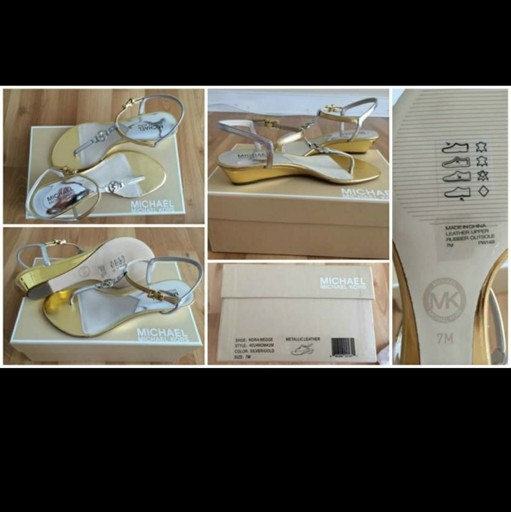 Michael Kors Nora Wedge Metallic Silver & Gold